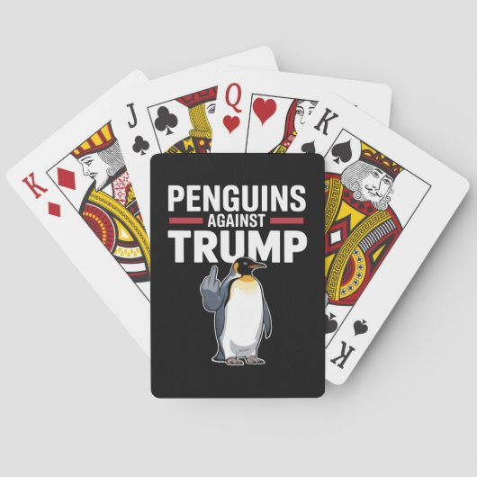 Pinguïn Flippers Up Weerstaan Pinguïns Tegen Trump Pokerkaarten (Achterkant)