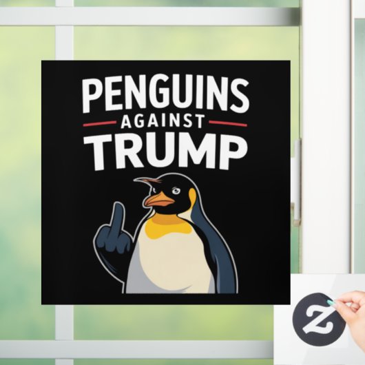 Pinguïn Flippers Up Weerstaan Pinguïns Tegen Trump Raamsticker (Huis)
