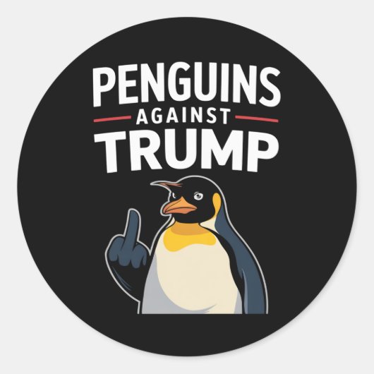 Pinguïn Flippers Up Weerstaan Pinguïns Tegen Trump Ronde Sticker (Voorkant)