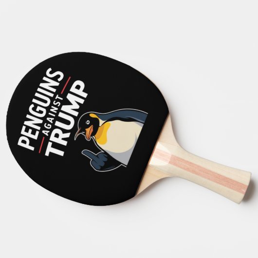 Pinguïn Flippers Up Weerstaan Pinguïns Tegen Trump Tafeltennisbatje (Zijkant)
