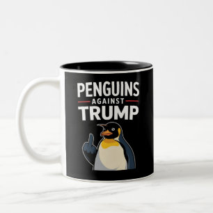 Pinguïn Flippers Up Weerstaan Pinguïns Tegen Trump Tweekleurige Koffiemok