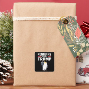 Pinguïn Flippers Up Weerstaan Pinguïns Tegen Trump Vierkante Sticker