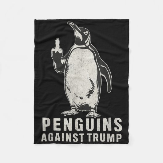 Pinguïn flipt middelvinger tegen pinguïns fleece deken (Voorkant)