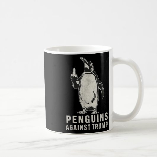 Pinguïn flipt middelvinger tegen pinguïns koffiemok (Rechts)