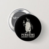 Pinguïn flipt middelvinger tegen pinguïns ronde button 5,7 cm (Voorkant /achterkant)
