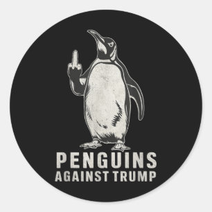 Pinguïn flipt middelvinger tegen pinguïns ronde sticker