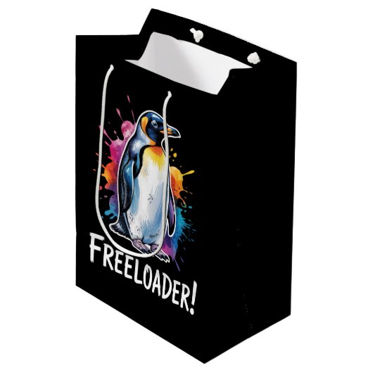 Pinguïn Freeloader Verzet Politiek Medium Cadeauzakje (Voorkant Gekanteld)