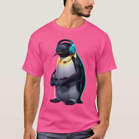 Pinguïn Gamen Dier Videogames Grappige Pinguïn fa T-shirt (Voorkant)