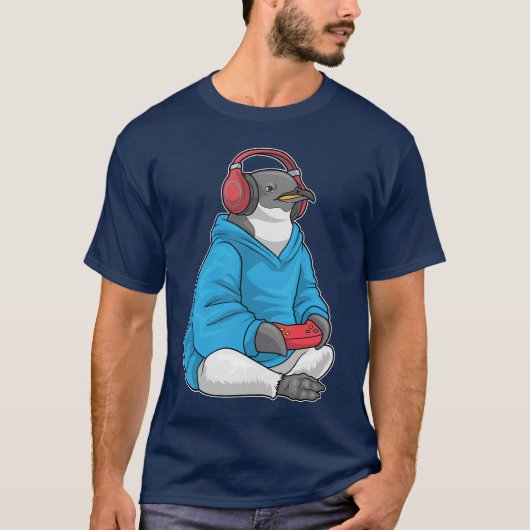 Pinguïn Gamer Controller T-shirt (Voorkant)