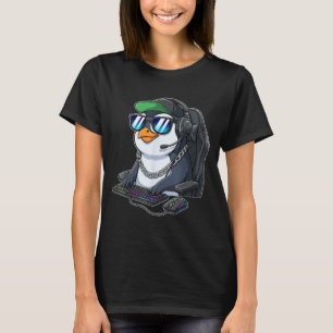 Pinguïn gamer grappige gamming pinguïns spelen vid t-shirt