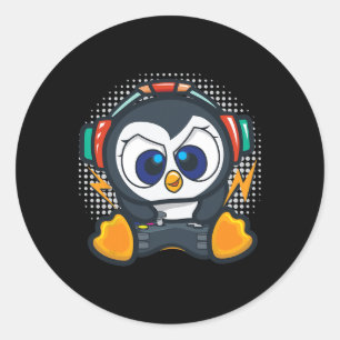 Pinguïn Gaming Shirt Jongens Kinderen Gamer Cadeau Ronde Sticker