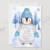 Pinguïn gebreid pet Sneeuwvlokken Silver Blue Kaart (Voorkant)