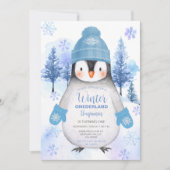 Pinguïn gebreid Pet Sneeuwvlokken Verjaardagsuitno Kaart (Voorkant)