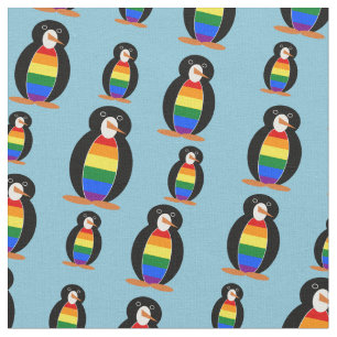 Pinguïn gekleed in de regenboogvlag van de Gay Pri Stof