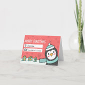 Pinguïn Geld Kerstkaart Feestdagen Kaart (Voorkant)