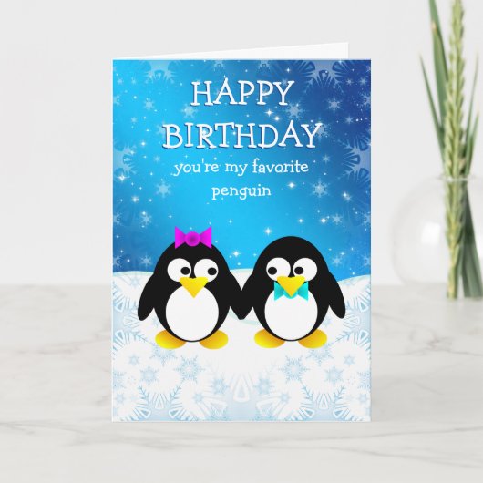 Pinguïn Gelukkige Verjaardag Kaart (Voorkant)