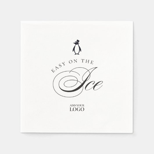 Pinguïn Gemakkelijk op de Ice Bar Restaurant Cockt Servet (Voorkant)