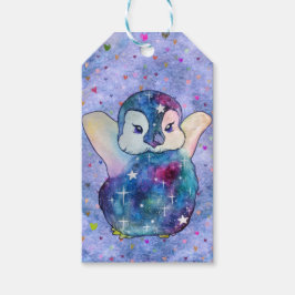 Pinguïn genaamd Button Cadeaulabel