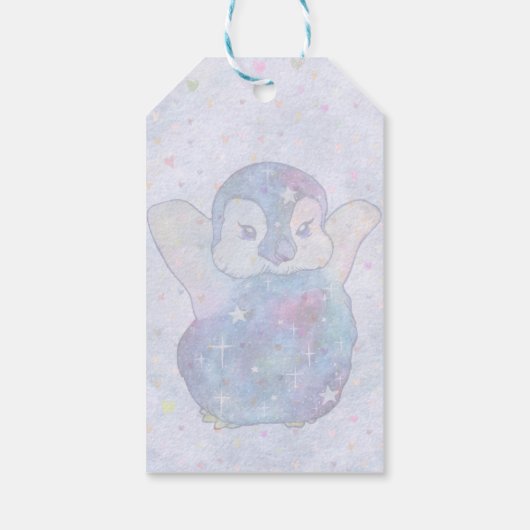 Pinguïn genaamd Button Cadeaulabel (Achterkant)