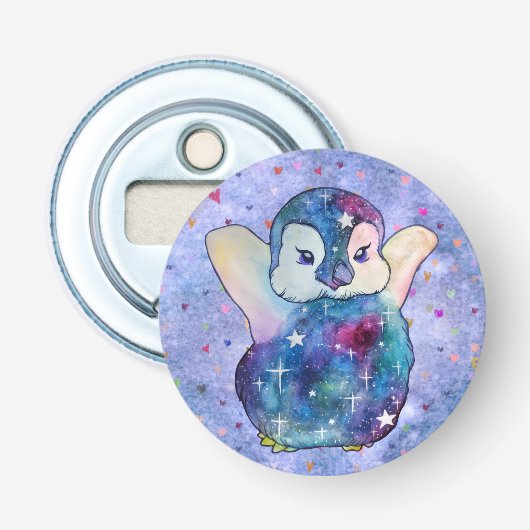 Pinguïn genaamd Button Flesopener (Voorkant)