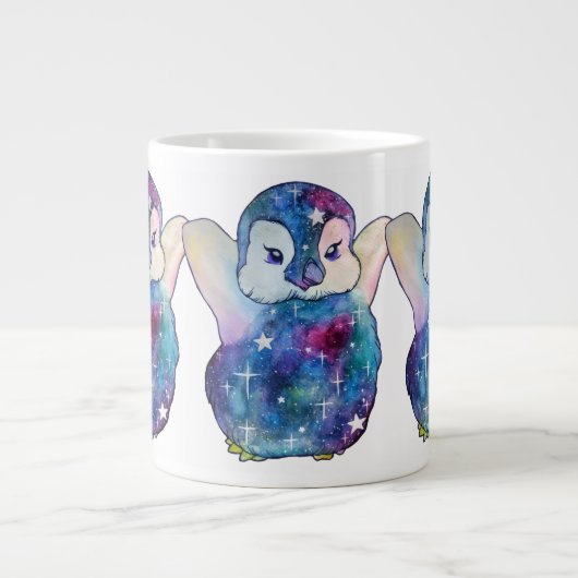 Pinguïn genaamd Button Grote Koffiekop (Voorkant)