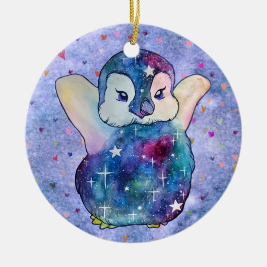 Pinguïn genaamd Button Keramisch Ornament (Voorkant)
