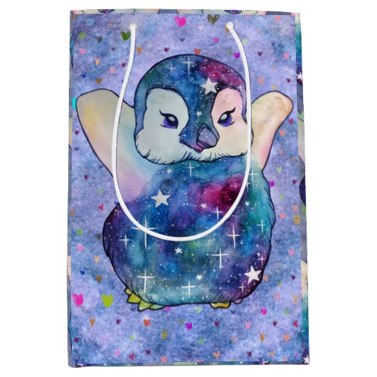 Pinguïn genaamd Button Medium Cadeauzakje (Voorkant)
