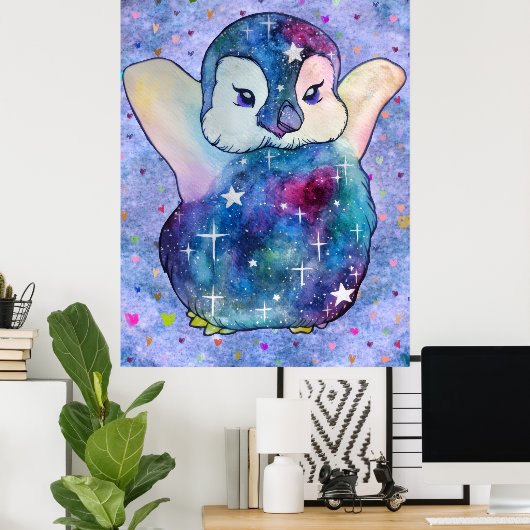 Pinguïn genaamd Button Poster (Thuiskantoor)