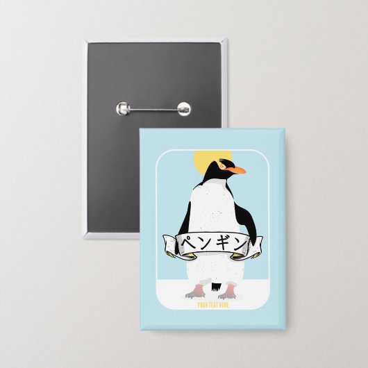 Pinguïn geschreven in het Japans Button (Voorkant / Achterkant)