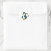 Pinguïn Gevist met Geviste dd Ronde Sticker (Tas)