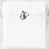 Pinguïn Gevist met Geviste dd Vierkante Sticker (Tas)