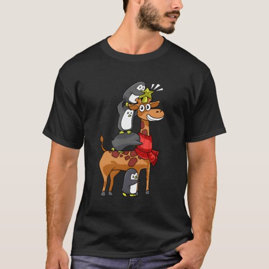 Pinguïn Giraffe familie T-shirt (Voorkant)