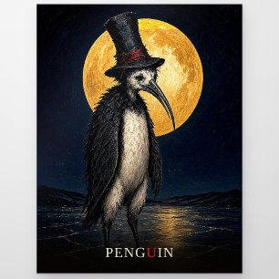 Pinguïn Gothic Tophoed gothisch Surrealistisch Briefkaart