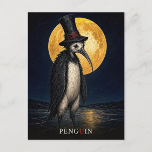 Pinguïn Gothic Tophoed gothisch Surrealistisch Briefkaart