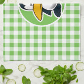 Pinguïn; Green Gingham Theedoek (Gevouwen)