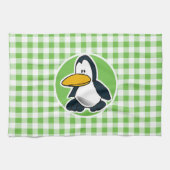 Pinguïn; Green Gingham Theedoek (Horizontaal)