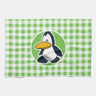 Pinguïn; Green Gingham Theedoek