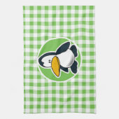 Pinguïn; Green Gingham Theedoek (Verticaal)