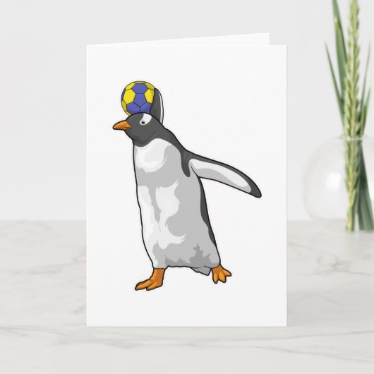 Pinguïn Handbalspeler Handbal Kaart (Voorkant)