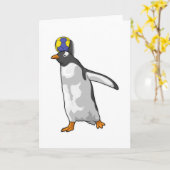 Pinguïn Handbalspeler Handbal Kaart (Gele Bloem)