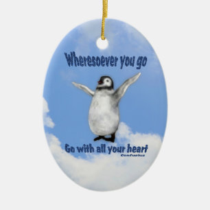 Pinguïn Happiness Inspirerend Citaat Ornament