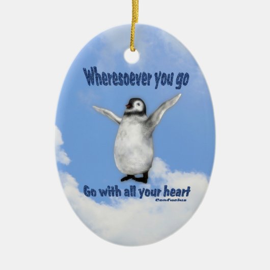 Pinguïn Happiness Inspirerend Citaat Ornament (Voorkant)