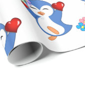 Pinguïn harten van Valentijnsdag Cadeaupapier (Rol Hoek)
