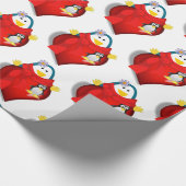 Pinguïn harten van Valentijnsdag Cadeaupapier (Hoek)