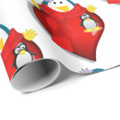 Pinguïn harten van Valentijnsdag Cadeaupapier (Rol Hoek)