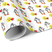Pinguïn harten van Valentijnsdag Cadeaupapier (Rol Hoek)