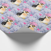 Pinguïn harten van Valentijnsdag Cadeaupapier (Hoek)