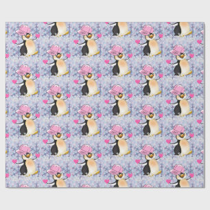 Pinguïn harten van Valentijnsdag Cadeaupapier