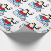 Pinguïn harten van Valentijnsdag Cadeaupapier (Hoek)