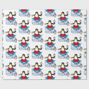 Pinguïn harten van Valentijnsdag Cadeaupapier